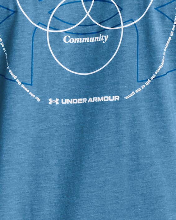 UA Kurzarm-Oberteil mit Confidence, Connection, Community-Schriftzug auf der linken Brust für Herren, Blue, pdpMainDesktop image number 1