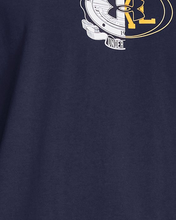 Men's UA Split Logo Oversized Heavyweight Short Sleeve in Blue image number 0