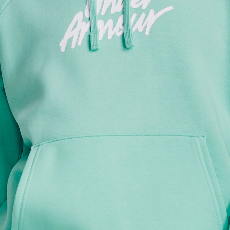 Women's  Under Armour  Rival Fleece Graphic Hoodie Neo Turquoise / White XS