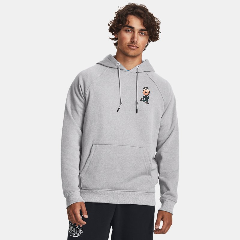 Image of Under Armour Men's Under Armour Heavyweight Terry Rose Hoodie Mod Gray Light Heather / Bubble Peach M