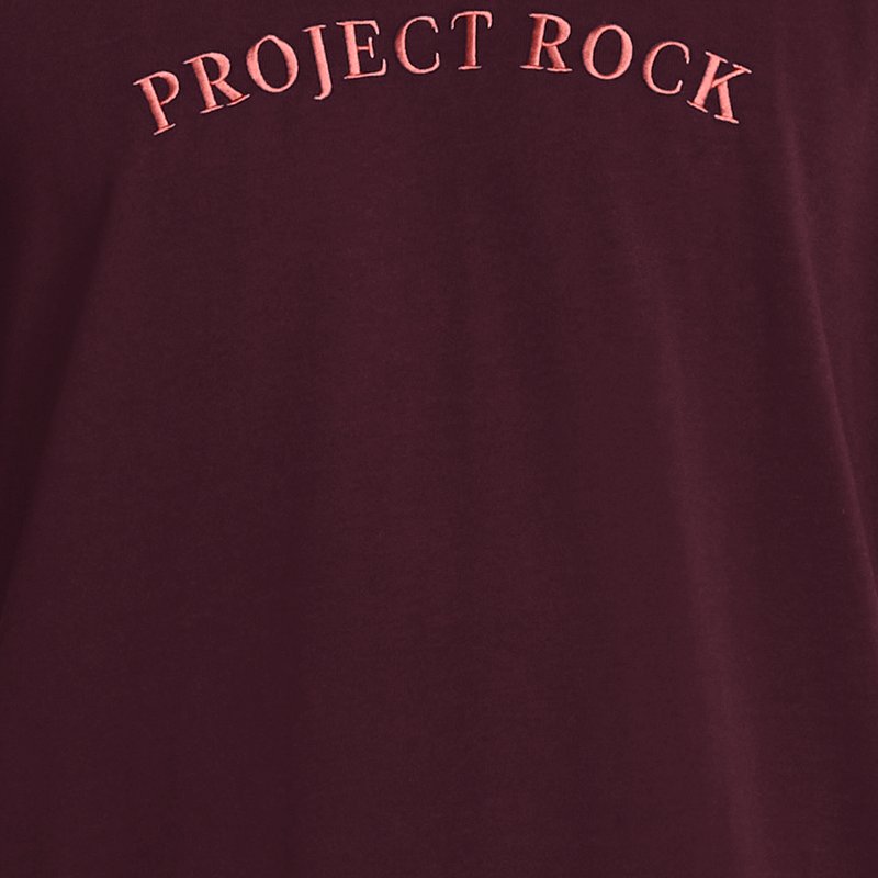 Under Armour Haut à manches courtes Project Rock Crest Heavyweight pour homme Marron foncé / Heritage Rouge / Heritage Rouge XXL
