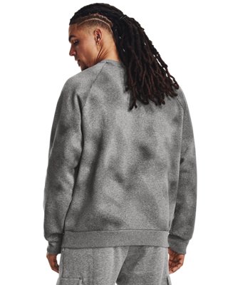 Men's UA Rival Fleece Printed Crew, Gray, pdpMainDesktop image number 1
