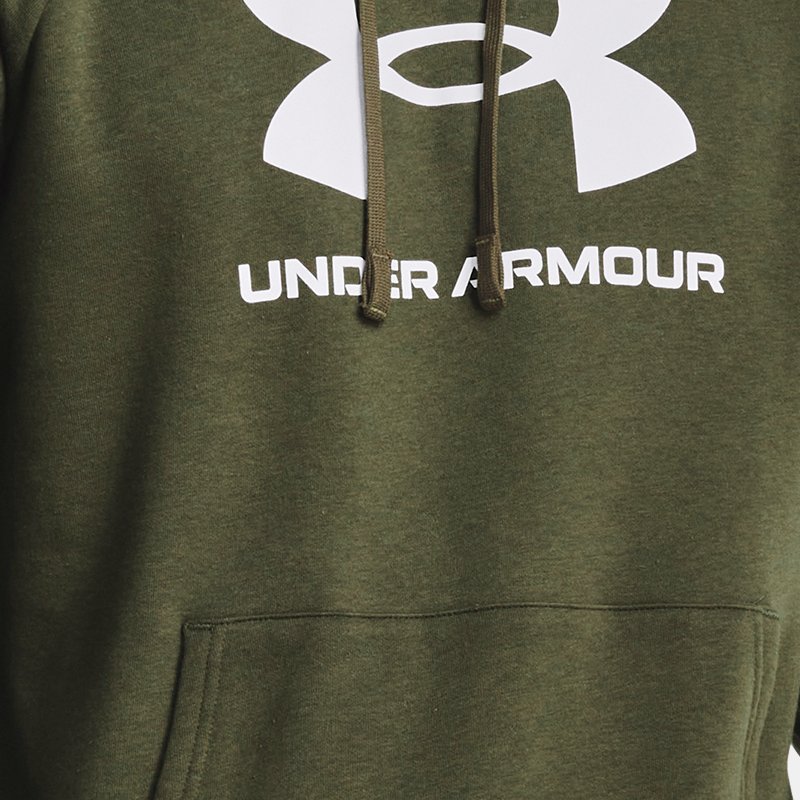 Sweat à capuche Under Armour Rival Fleece Logo pour homme Marine OD Vert / Blanc L