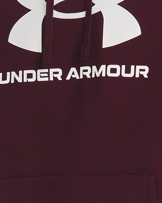 เสื้อฮู้ดผ้าฟลีซลายโลโก้ UA Rival สำหรับผู้ชาย in Maroon image number 0