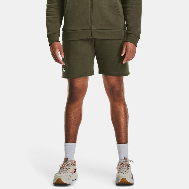 Men's Under Armour Rival Fleece Shorts Marine OD Green / White S