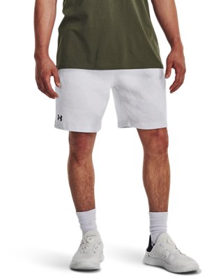 Shorts UA Rival Fleece Printed para hombre, White, pdpMainDesktop image number 0