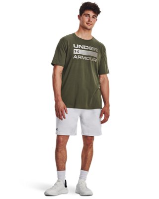 Shorts UA Rival Fleece Printed para hombre, White, pdpMainDesktop image number 2