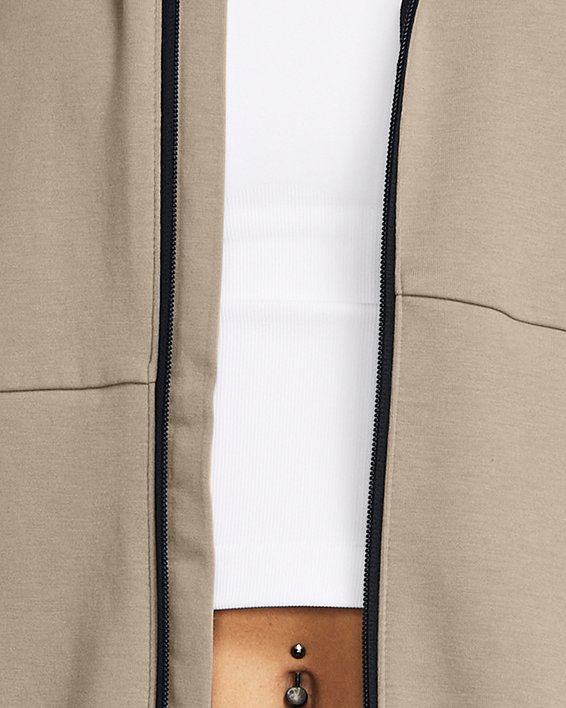 Damesshirt UA Unstoppable Fleece met volledige rits, Brown, pdpMainDesktop image number 0