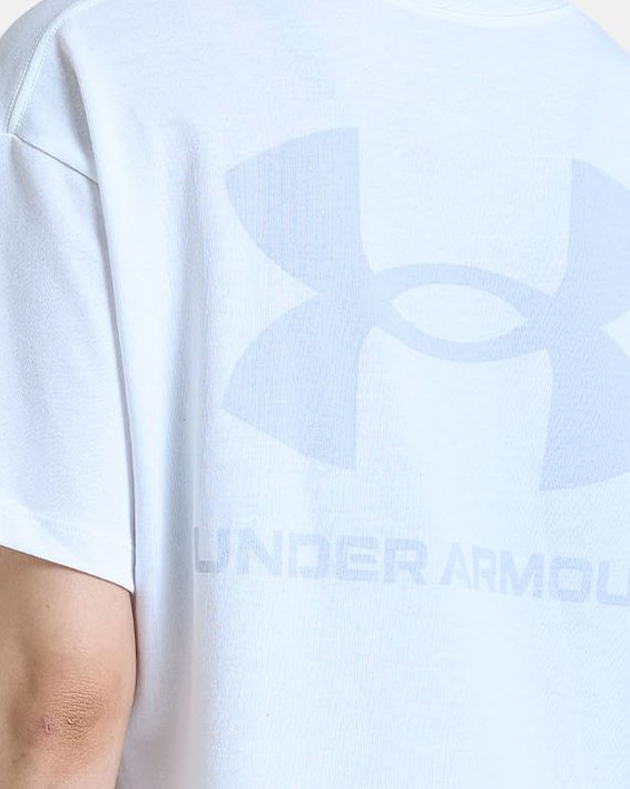 Women's UA Logo LC Oversized Heavyweight Short Sleeve in White image number 1