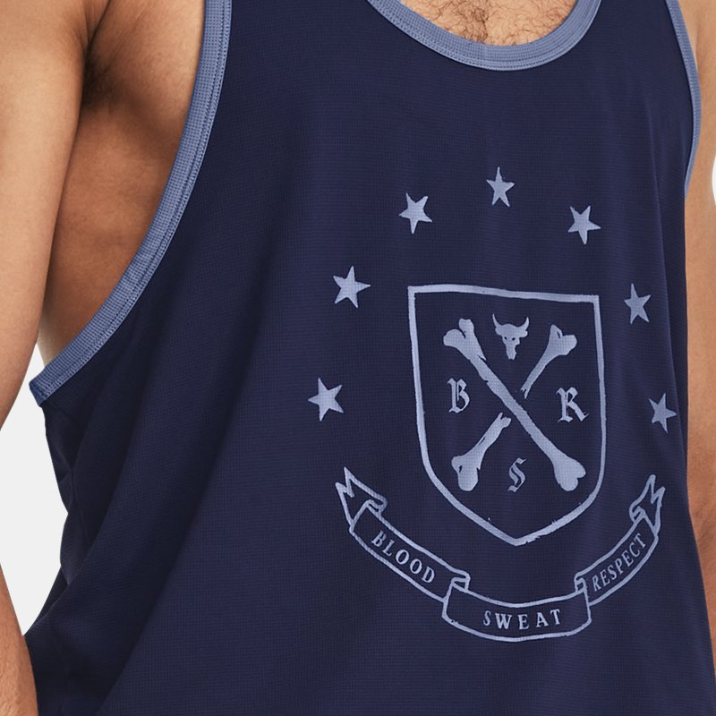 Under Armour Men's Project Rock Gym Tank Midnight Navy / Hushed Blue XXL