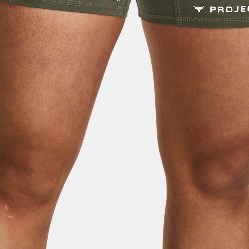 Under Armour Project Rock Flex Leg Day Shorts aus Webstoff für Damen Schwarz / Marine OD Grün / Weiß Clay XS