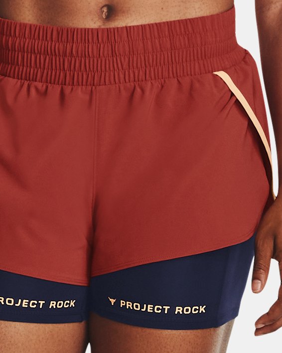 กางเกงขาสั้น Project Rock Flex Woven Leg Day สำหรับผู้หญิง in Red image number 2