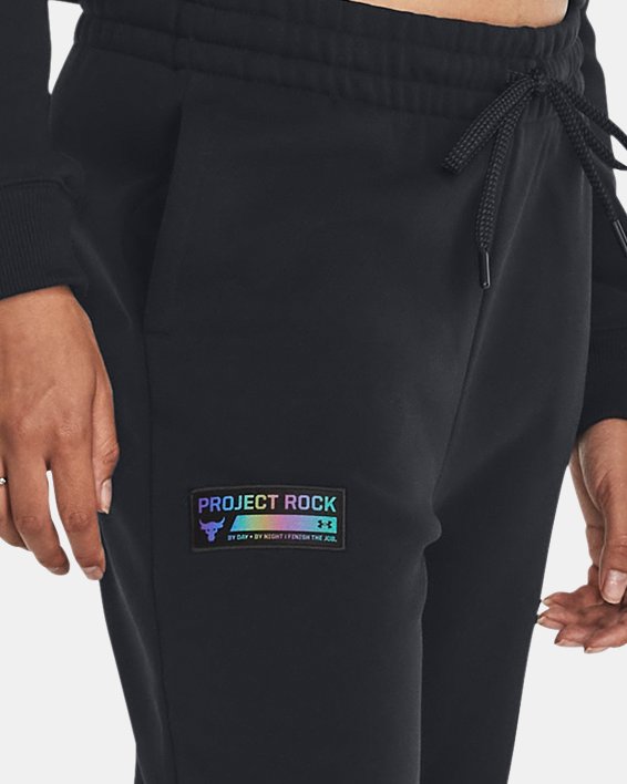 Women's Project Rock Heavyweight Terry Pants in Black image number 2