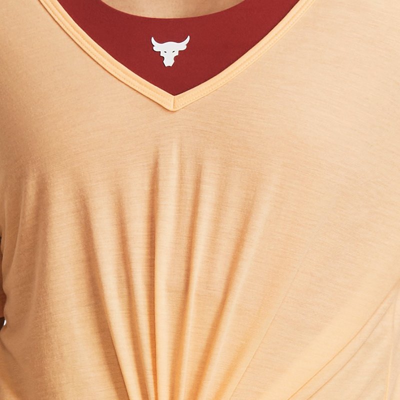 Under Armour Project Rock Completer T-Shirt mit tiefem V-Ausschnitt für Damen Mesa Gelb / Schwarz L
