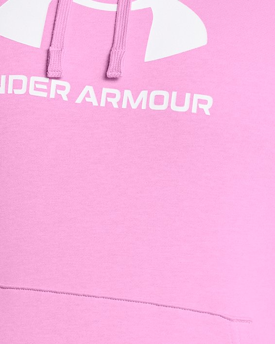 Women's UA Rival Fleece Logo Hoodie, Pink, pdpMainDesktop image number 0