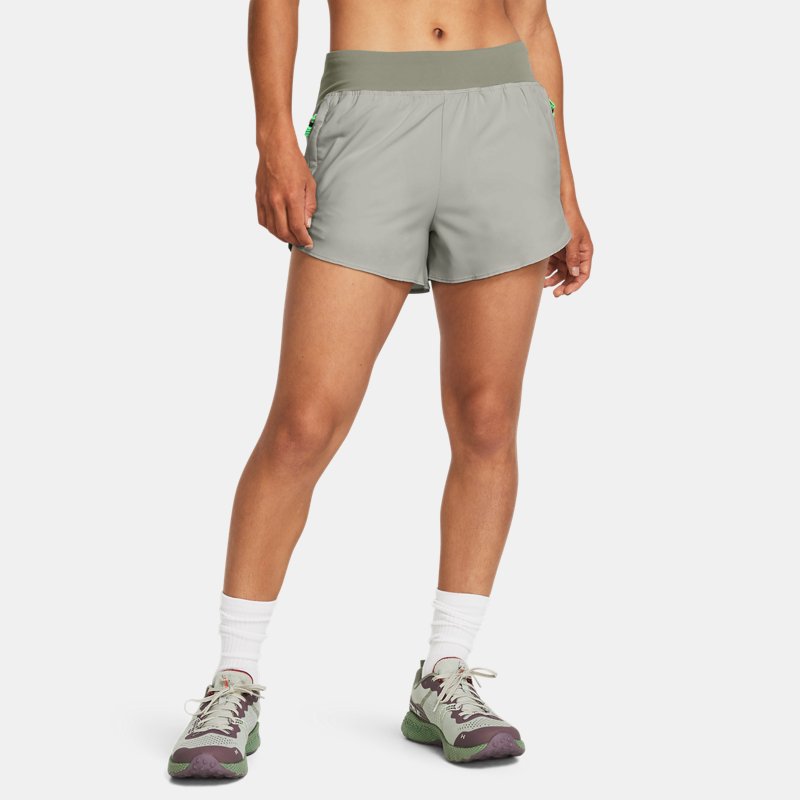 Women's Under Armour Anywhere Shorts Olive Tint / Grove Green / Reflective XL