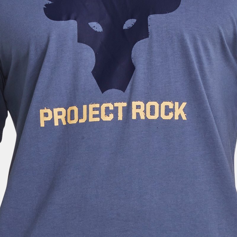 Under Armour Men's Project Rock Brahma Bull Short Sleeve Hushed Blue / Mesa Yellow / Midnight Navy XXL