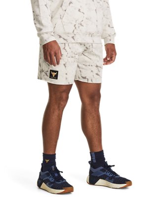 Shorts con estampado Project Rock Rival Fleece para hombre, White, pdpMainDesktop image number 0