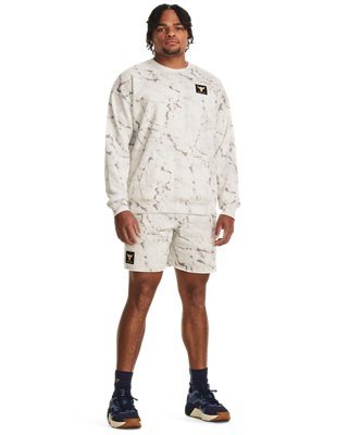 Shorts con estampado Project Rock Rival Fleece para hombre, White, pdpMainDesktop image number 2