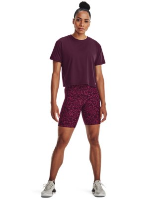 Shorts de ciclismo UA Meridian Jacquard para mujer, Purple, pdpMainDesktop image number 2