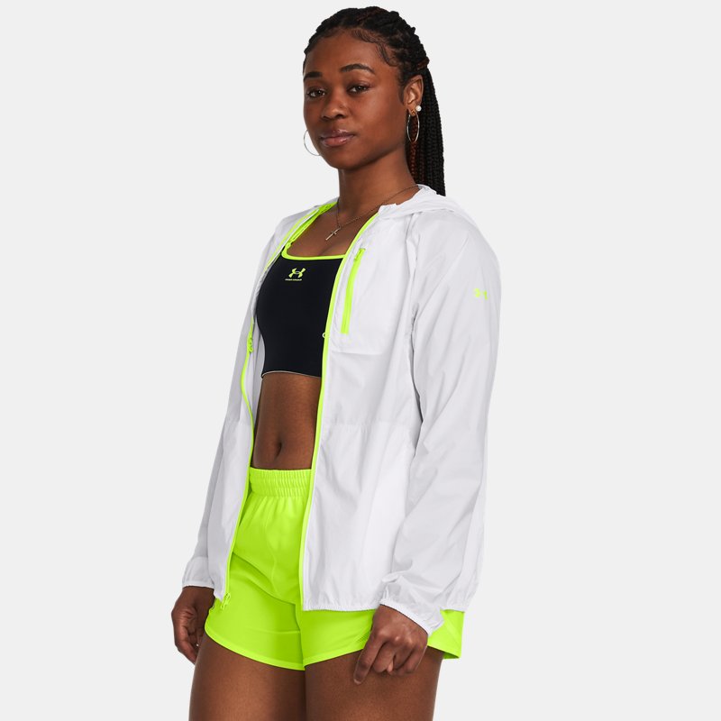 Image of Under Armour Women's Under Armour Launch Lightweight Jacket White / High Vis Yellow / High Vis Yellow L