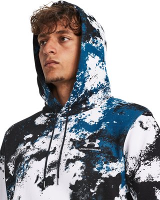 Sudadera con capucha UA Essential Fleece Paint para hombre, White, pdpMainDesktop image number 3