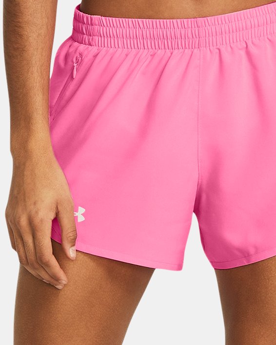 Shorts de 7 cm (3 in) UA Fly-By para mujer, Pink, pdpMainDesktop image number 2