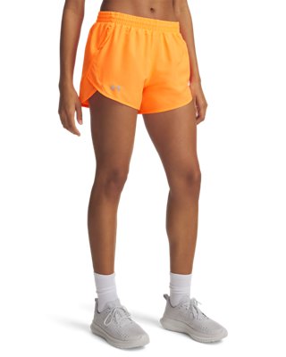 Shorts Under Armour Fly-By da 8 cm (3") da donna Electric Tangerine / Electric Tangerine / Riflettente XL