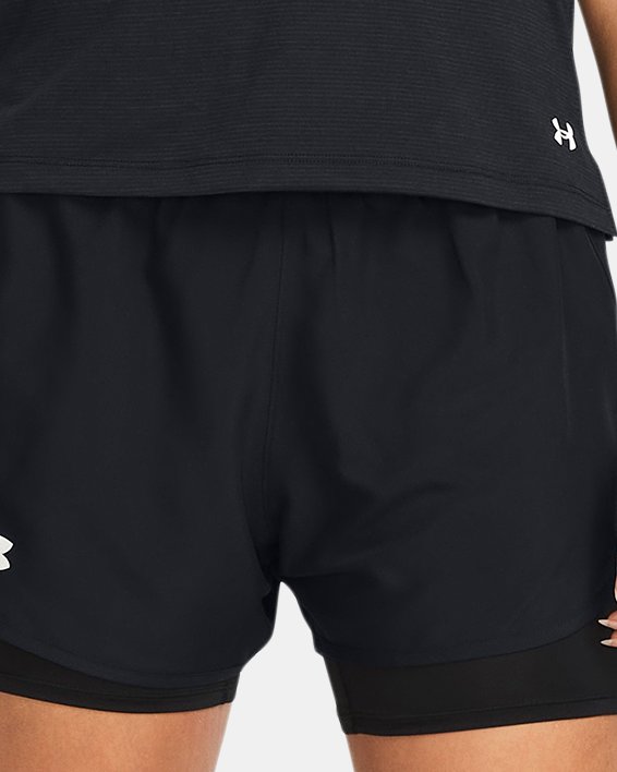 Women's UA Fly-By 2-in-1 Shorts, Black, pdpMainDesktop image number 2