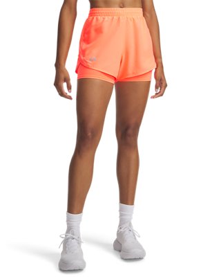 Shorts Under Armour Fly-By 2-in-1 da donna Electric Tangerine / Electric Tangerine / Riflettente XS