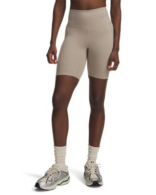 Under Armour Women's Brown Meridian 7" Bike Shorts Timberwolf Taupe / Timberwolf Taupe M