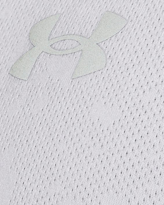 Haut à manches courtes UA Launch Splatter pour homme, White, pdpMainDesktop image number 2