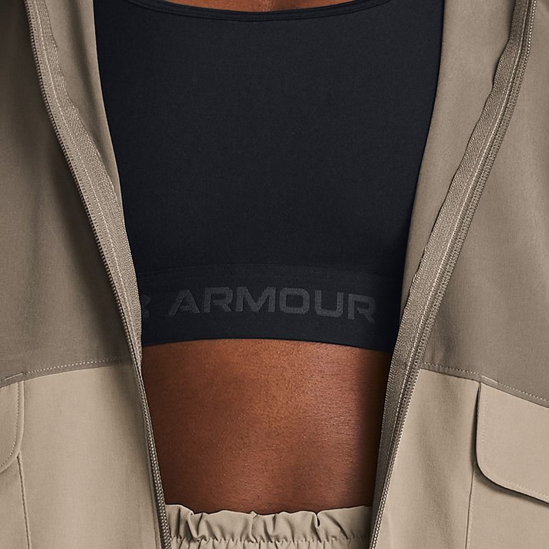 Damesjack Under Armour ArmourSport Cargo Oversized Taupe Dusk / Timberwolf Taupe / Wit L