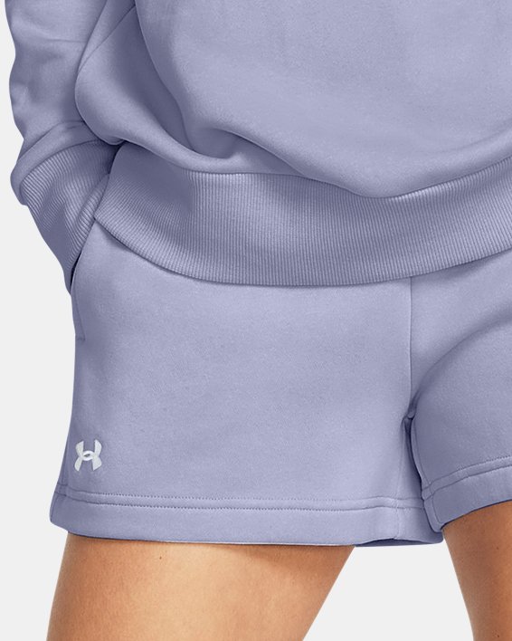 女士UA Rival Fleece短褲 in Purple image number 2