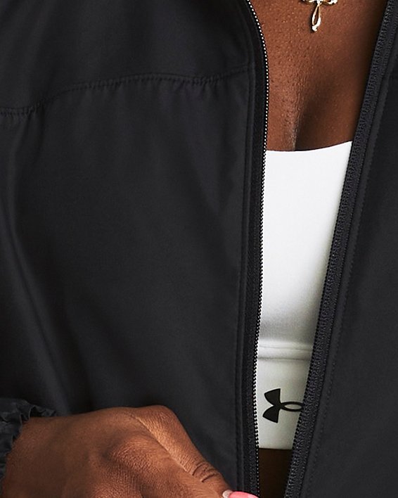 Veste oversize entièrement zippée UA Vanish Elite Woven pour femme, Black, pdpMainDesktop image number 0