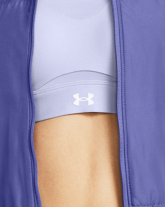 Veste oversize entièrement zippée UA Vanish Elite Woven pour femme, Purple, pdpMainDesktop image number 0
