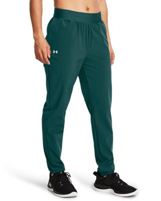 Under Armour Women's Blue Rival High-Rise Woven Pants Hydro Teal / White Small