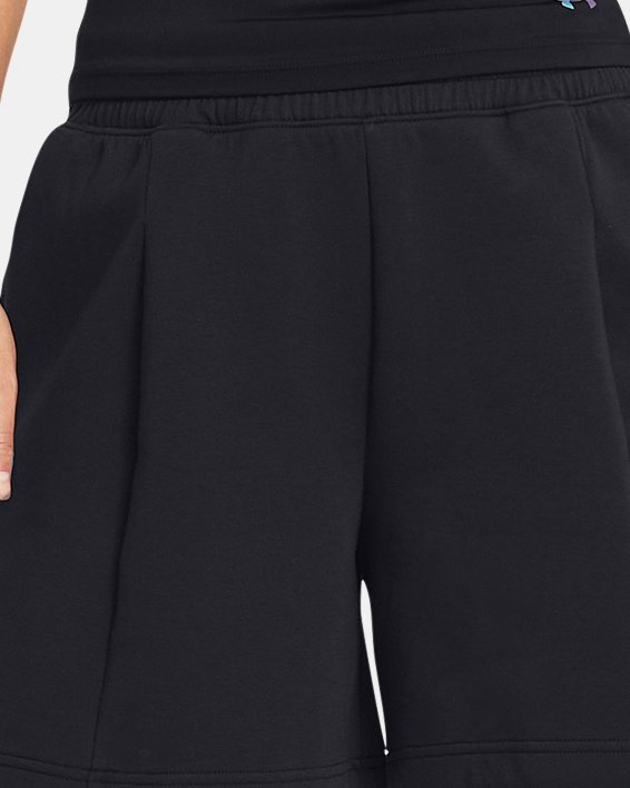 UA Unstoppable Fleece-Shorts mit Faltendetail für Damen, Black, pdpMainDesktop image number 2