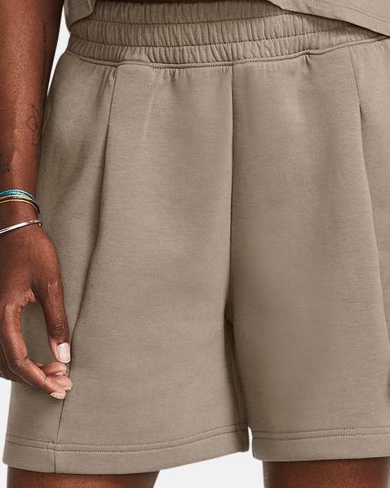 UA Unstoppable Fleece-Shorts mit Faltendetail für Damen, Brown, pdpMainDesktop image number 2
