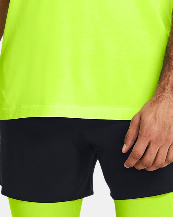 Men's UA Vanish Elite Seamless Wordmark Short Sleeve, Yellow, pdpMainDesktop image number 2
