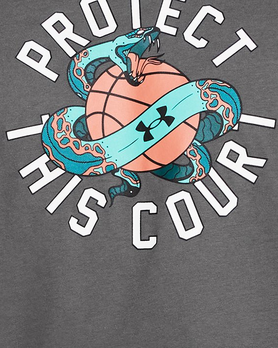 Playera manga corta UA Protect Court Basketball para hombre, Gray, pdpMainDesktop image number 0