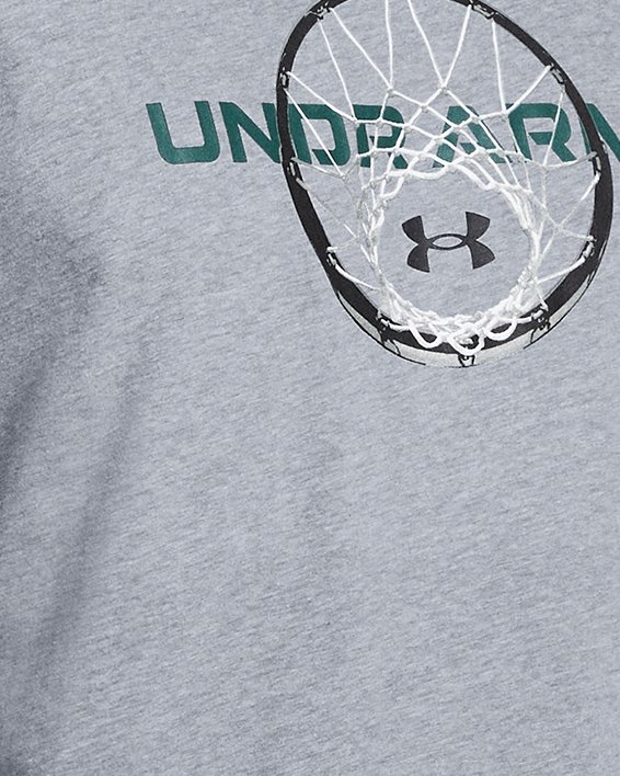 Men's UA Basketball Net Wordmark Short Sleeve, Gray, pdpMainDesktop image number 0