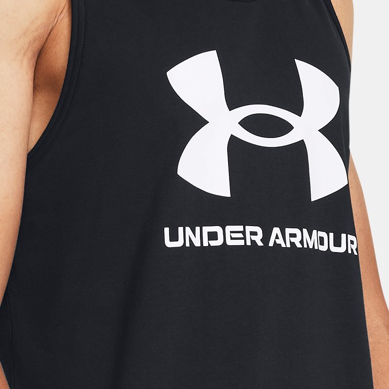 Men's Under Armour Sportstyle Logo Tank Black / White XXL