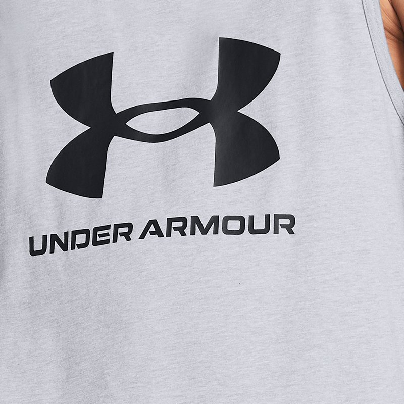 Camiseta sin mangas Under Armour Sportstyle Logo para hombre Acero Light Heather / Negro XXL