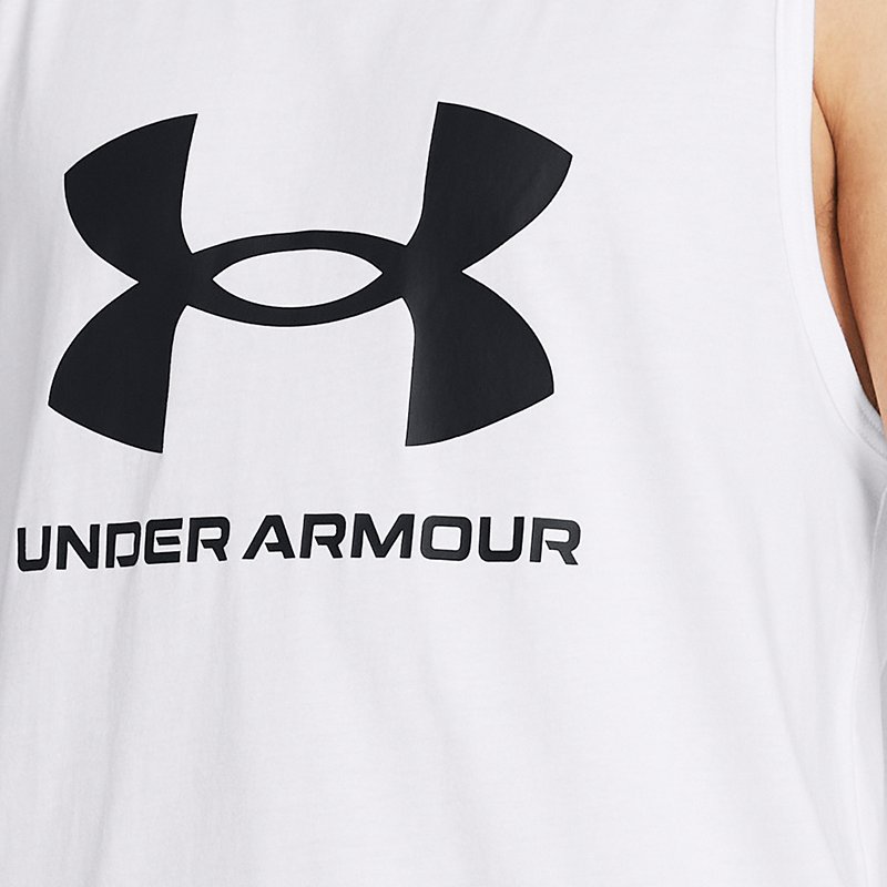 Men's  Under Armour  Logo Tank White / Black XS