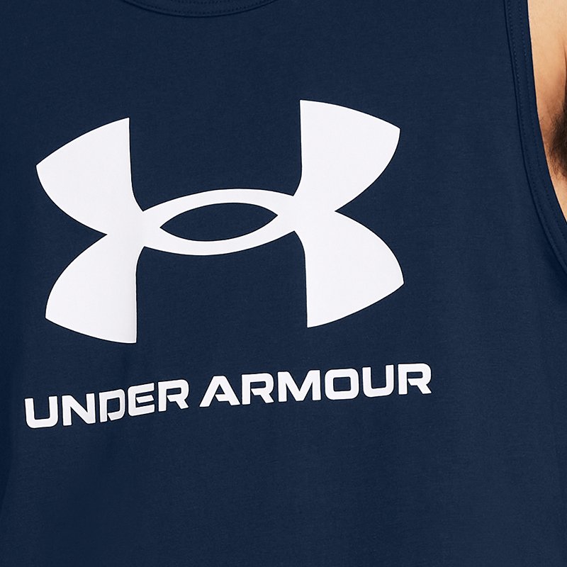 Men's Under Armour Sportstyle Logo Tank Academy / White XXL