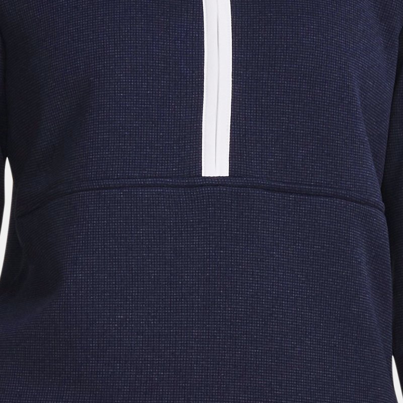 Damen Under Armour Storm Fleece-Sweater mit ½ Zip Midnight Blaue Marine / Weiß / Metallisch Silber XS