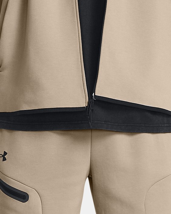 Men's UA Unstoppable Fleece Track Jacket, Brown, pdpMainDesktop image number 2