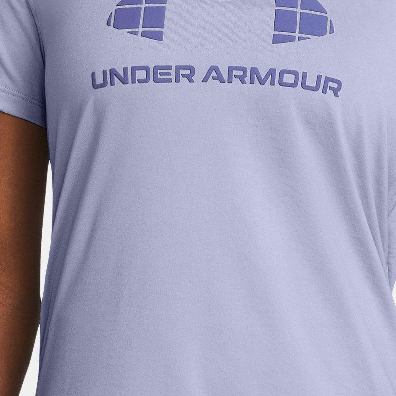 Under Armour Tech™ Kurzarm-Oberteil mit großem Logo für Damen Celeste / Starlight S