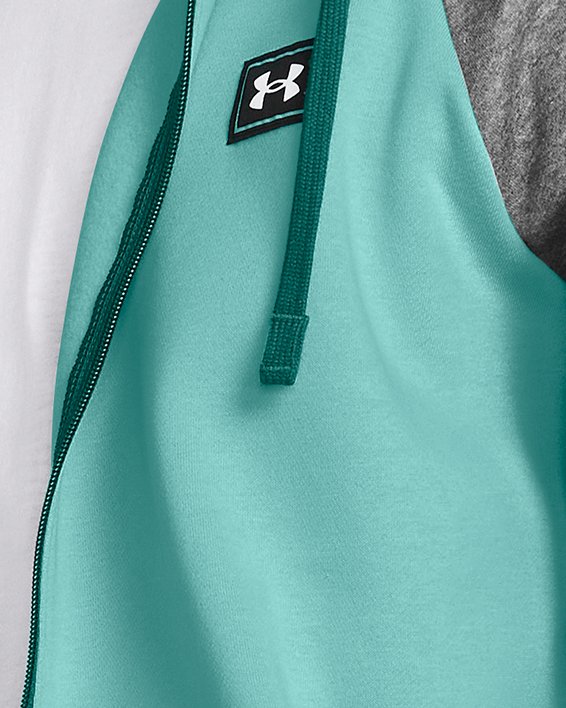 Men's UA Rival Fleece Colorblock Full-Zip, Green, pdpMainDesktop image number 0